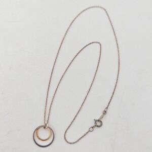 Sterling‎ Silver and 10k Yellow Gold Double Circle Interlocking Ring Necklace